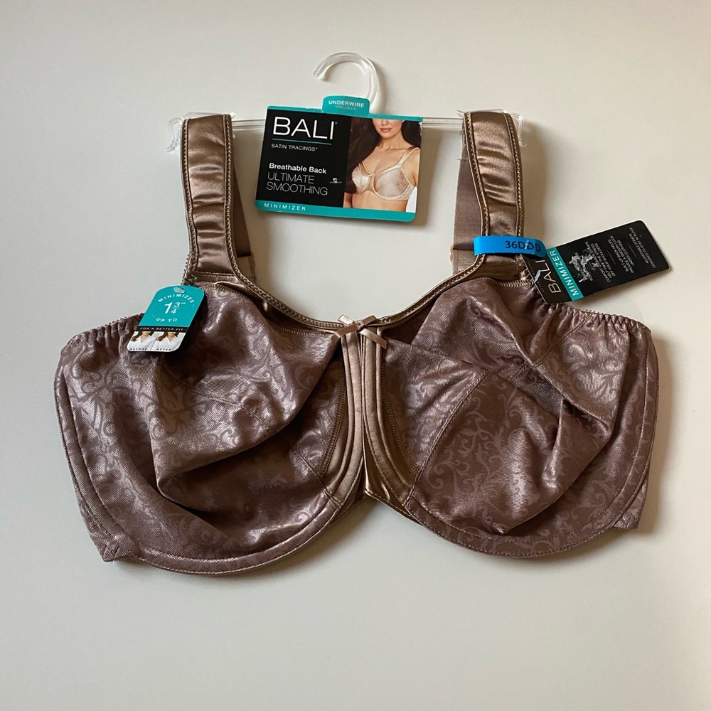 Bali Satin underwire ultimate smoothing Bra in Luxurious Tan size 36DDD